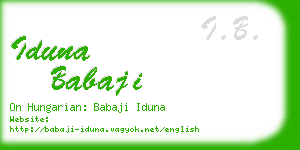 iduna babaji business card